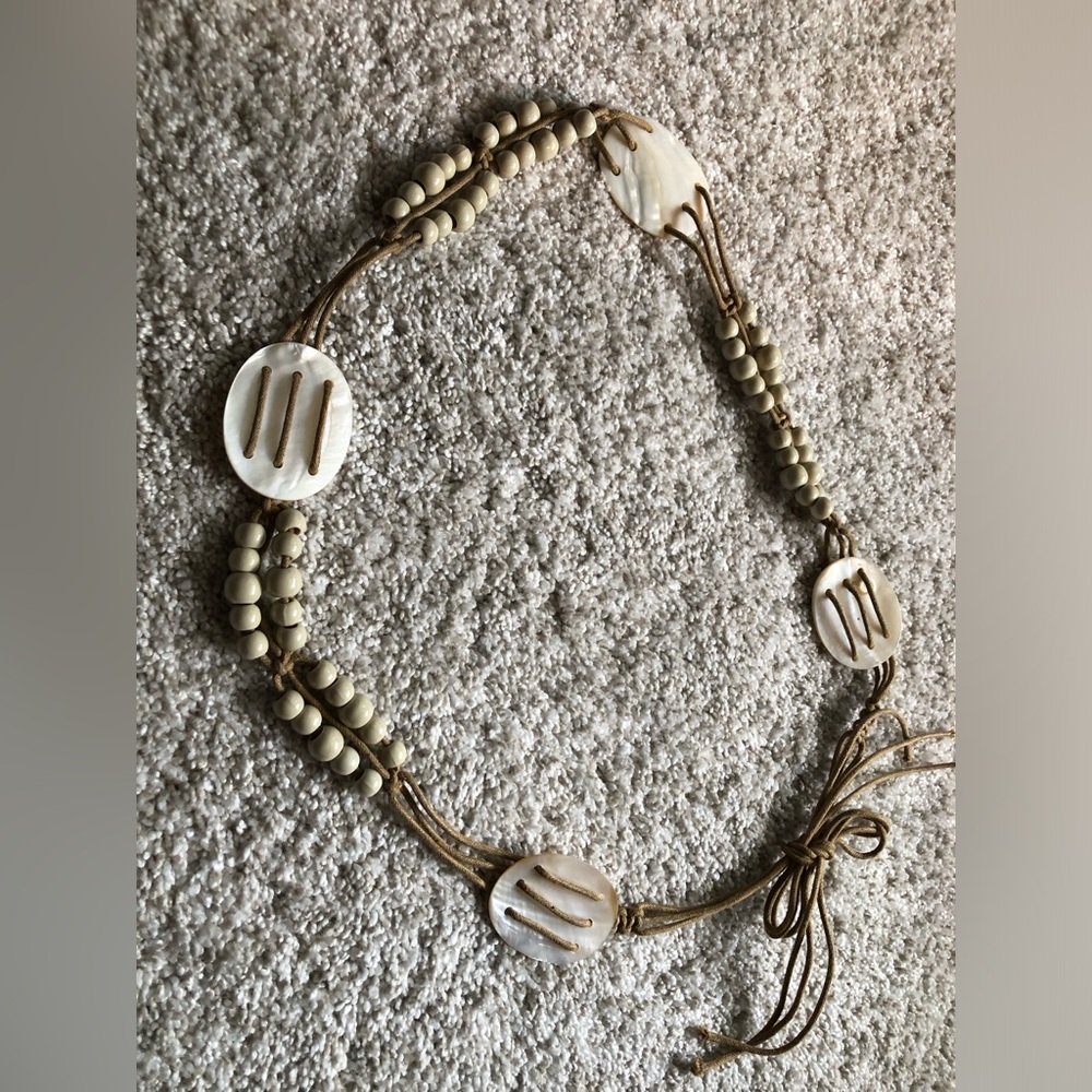 Vintage boho Shell and Beaded string belt 54” length bohemian - Picture 8 of 8